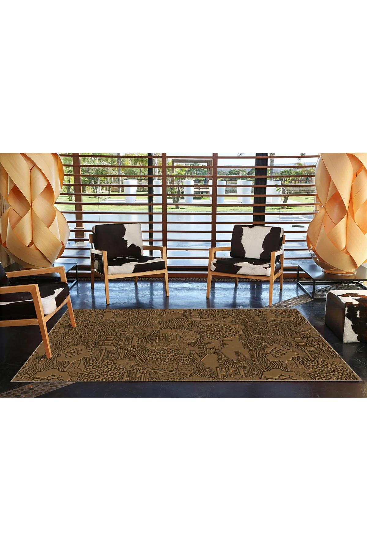 Kahverengi Renkte Geleneksel Dokuma Taban Halı 4013