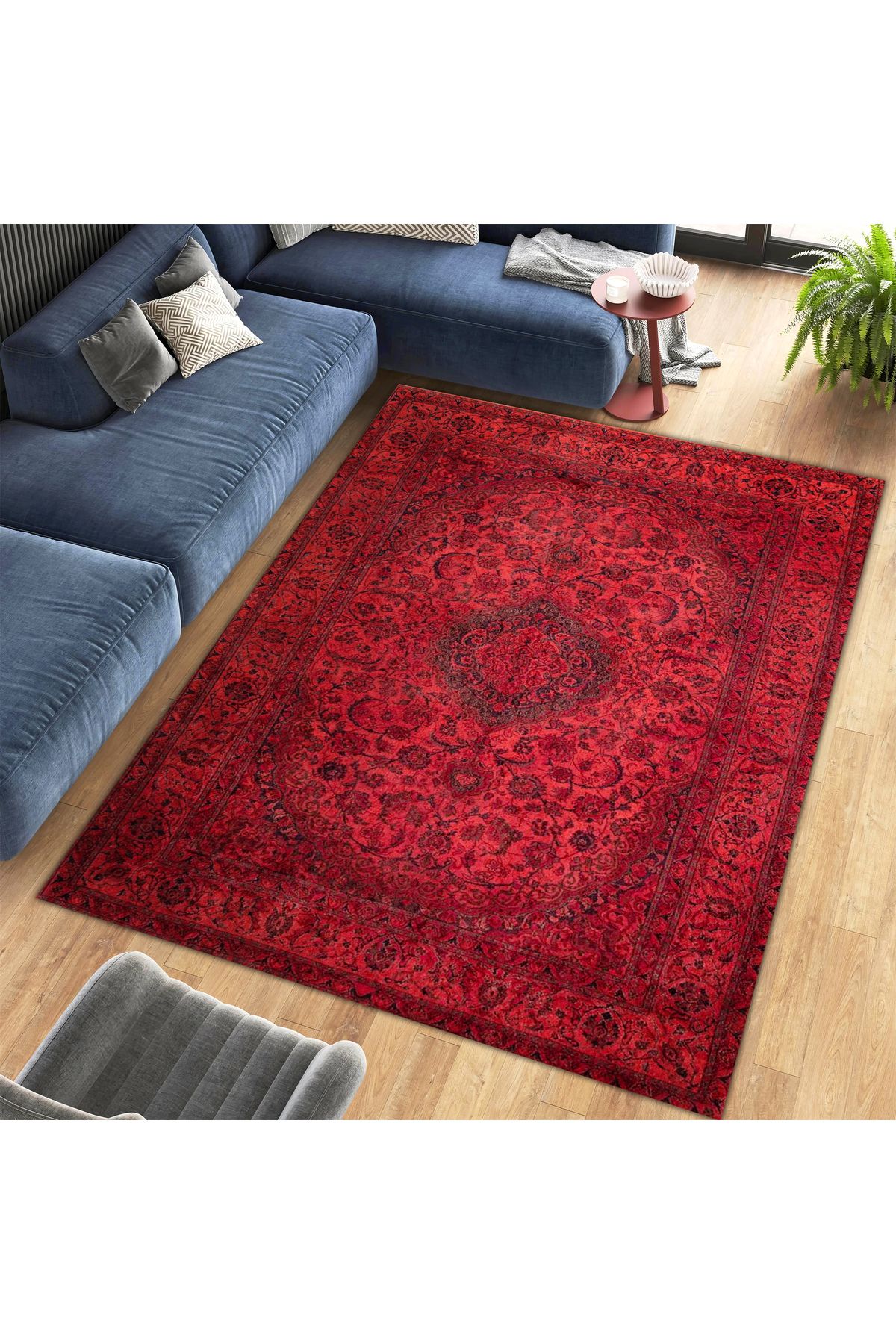Cansu Koleksiyonu Kırmızı Desenli Dokuma Taban Modern Dekoratif Halı cansu46