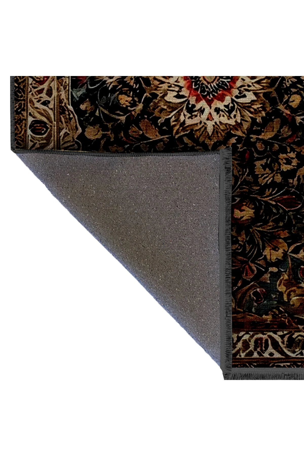 Bej Bordür Detaylı Çok Renkli Antik Tasarım Serisi Çiçek Desenli Vintage Dekoratif Halı antik53