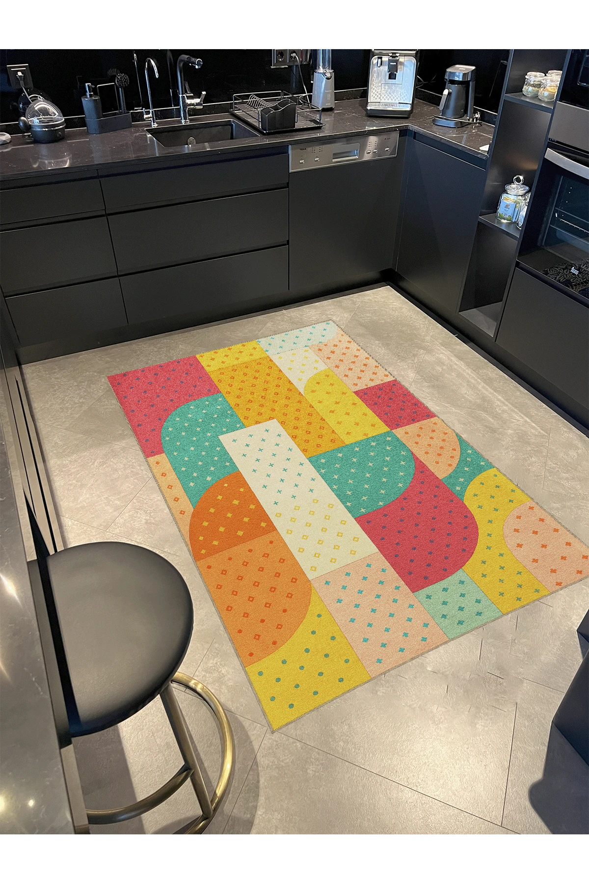 MOSSO Çok Renkli Şekilsel Temalı Geleneksel Motif Etnik Desenli Vintage Dekoratif Halı mosso410