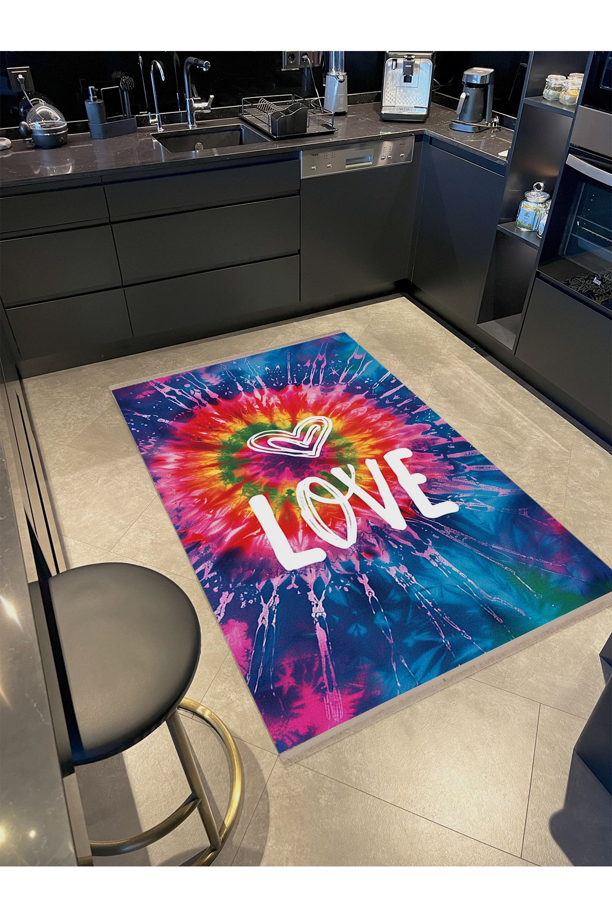 Aynur Koleksiyonu Çok Renkli Love Yazı Detaylı Dokuma Taban  Modern Dekoratif Halı aynur21