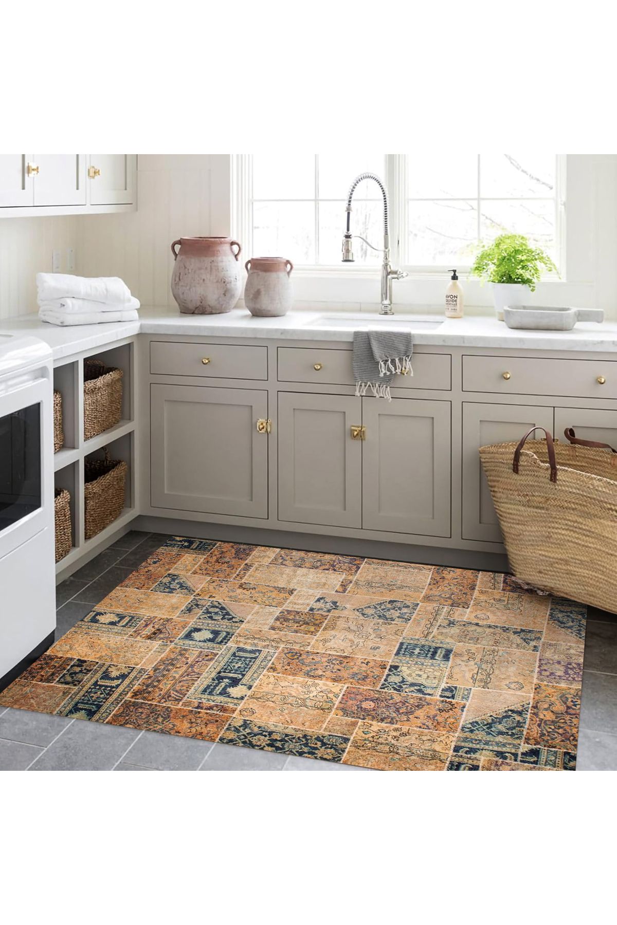 Cansu Koleksiyonu Patchwork Görünümlü Etnik Desen Detaylı Dokuma Taban Modern Dekoratif Halı cansu03