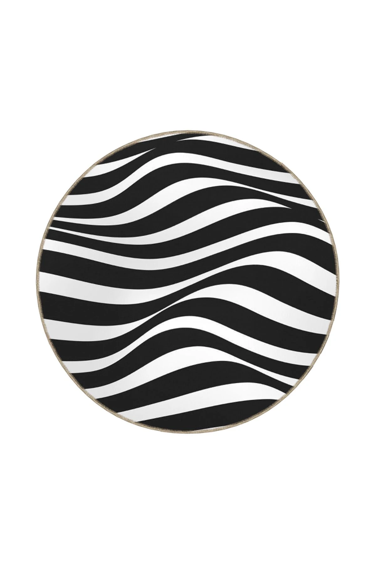 Siyah Beyaz Dalgalı Temalı Dekoratif Halı ve Yıkanabilir Halı miravip9750