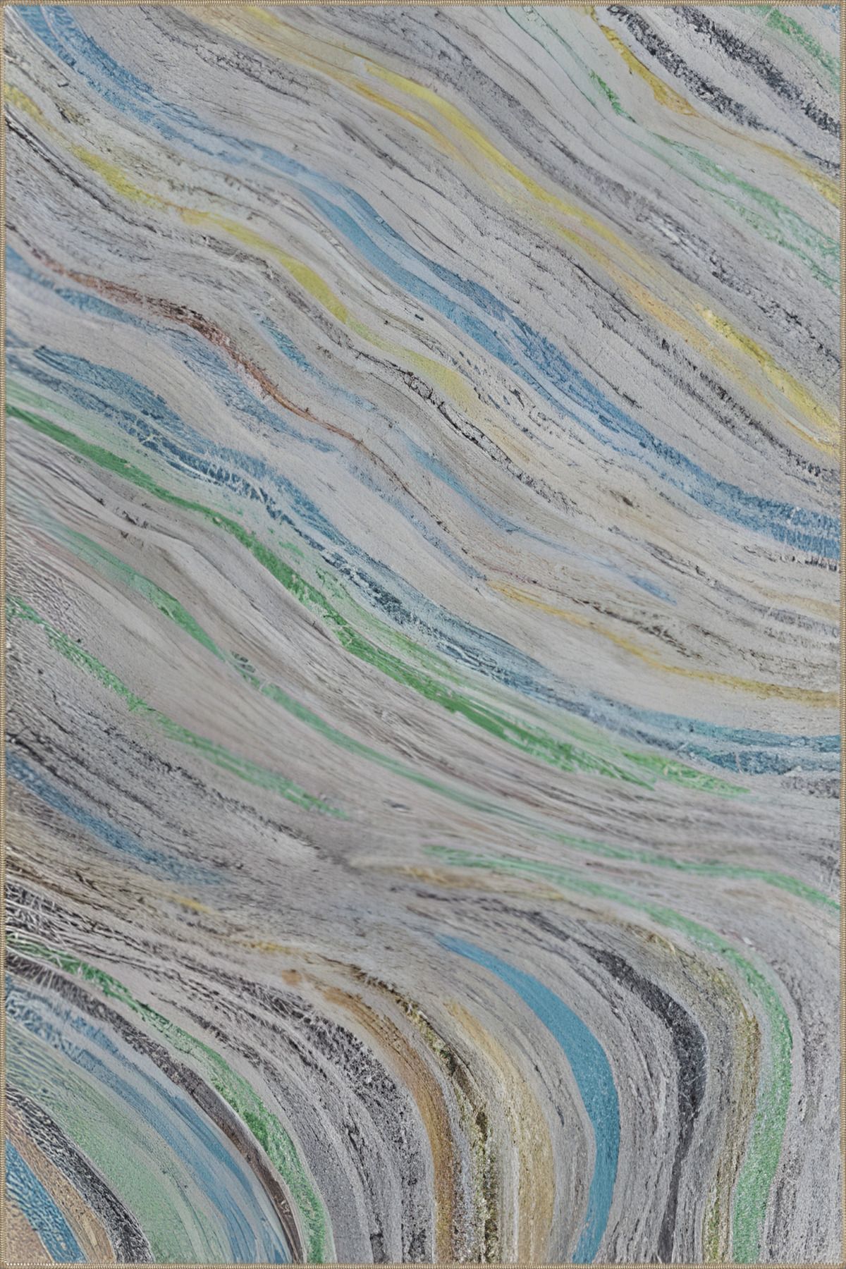 Çok Renkli Dalgalı Soyut Desenli Kreatif Modern Dekoratif Halı 3265