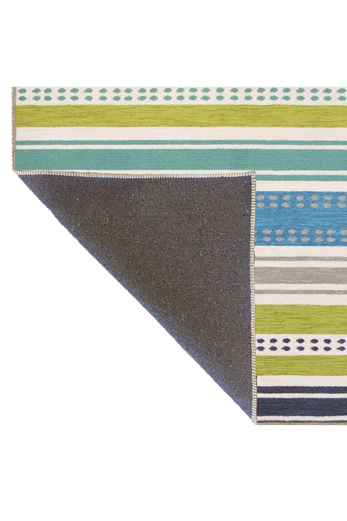 Yeşil ve Mavi Çizgili Desenli Dokuma Taban miravip671