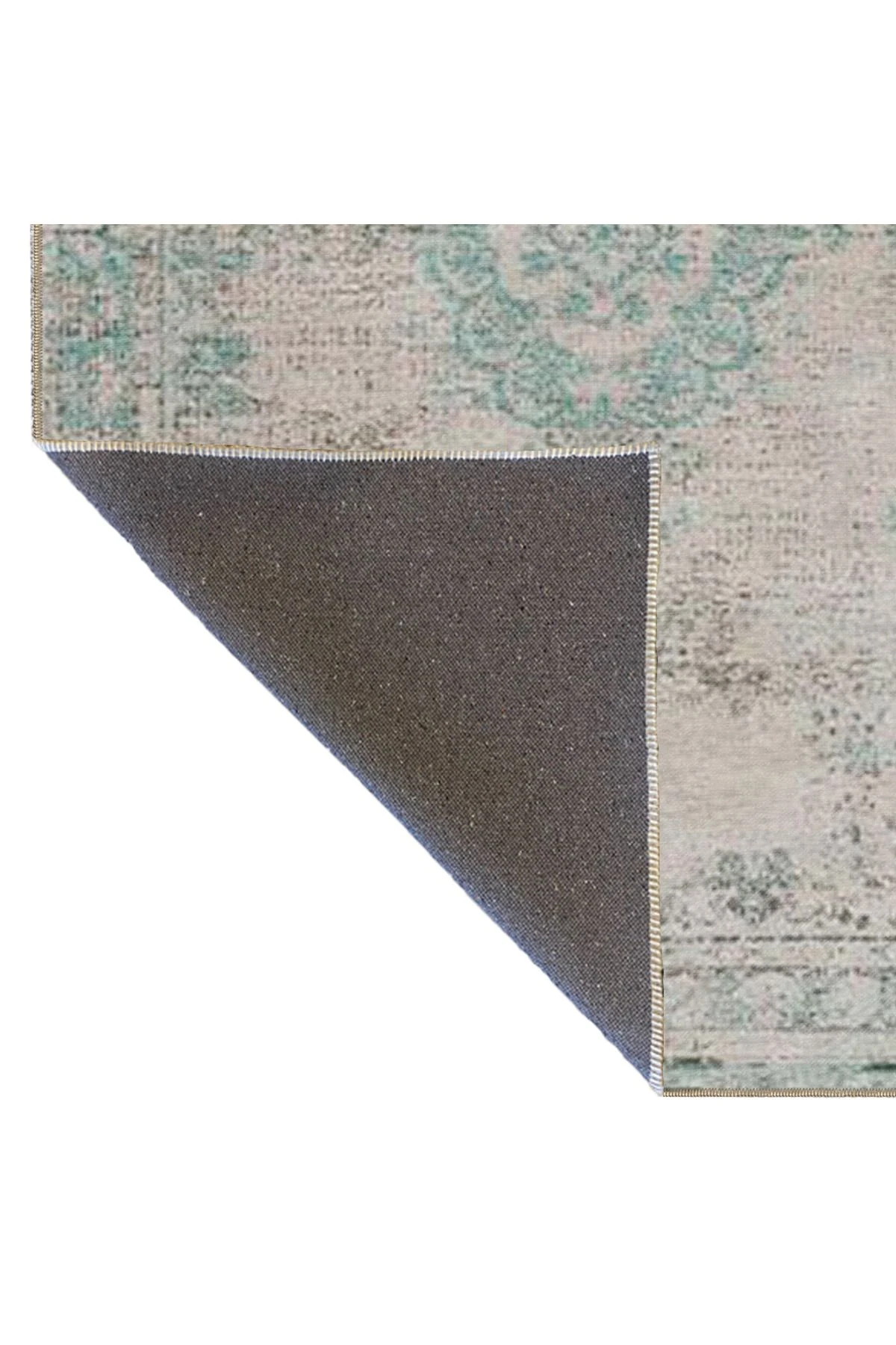 Geleneksel Krem Mavi Geometrik Desenli Dokuma Taban miravip817