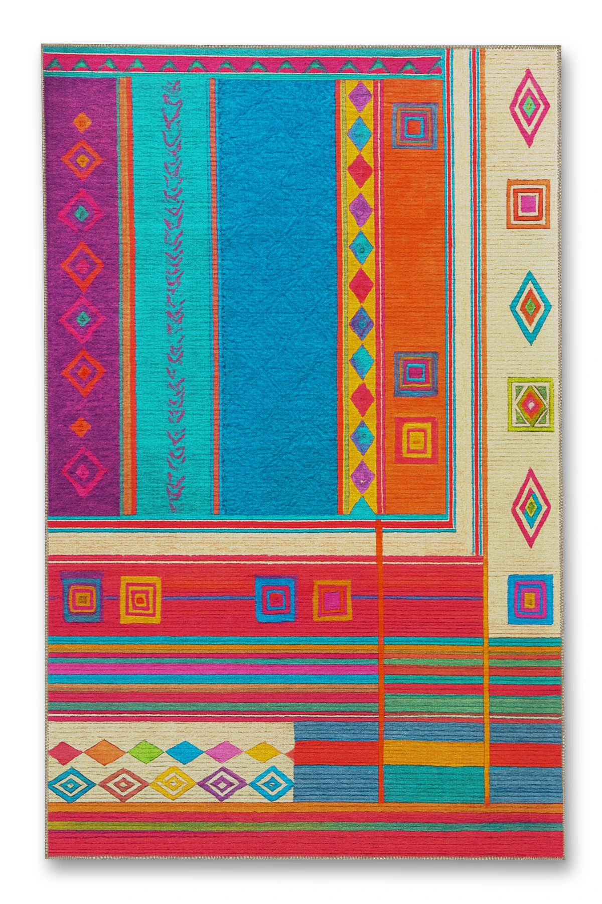 MOSSO Çok Renkli Gökkuşağı Temalı Desenli Modern Dekoratif Halı mosso421