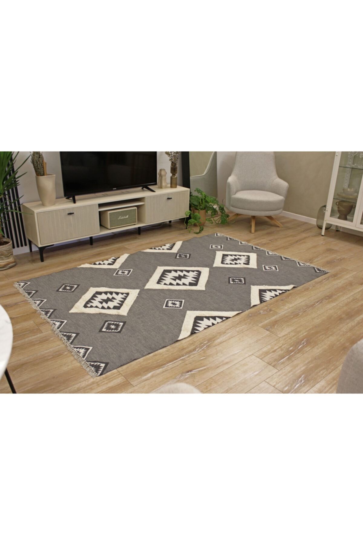 Rustik 4002 Gri Iskandinav Stil Kilim