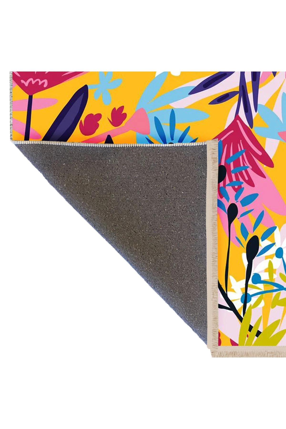 Özge Koleksiyonu Çok Renkli Çiçekler ve Yapraklar Desenli Modern Dekoratif Halı özge07