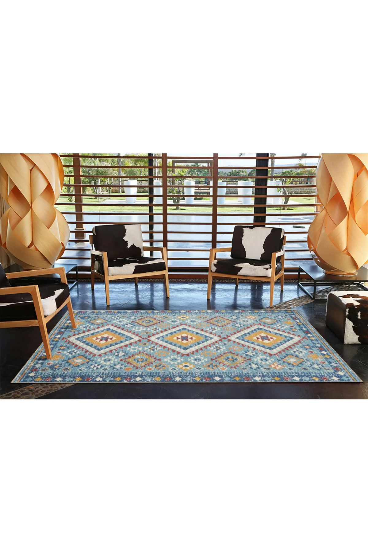 Çapraz Baklavalı Desenli Dokuma Taban ve Dekoratif Halı miravip629