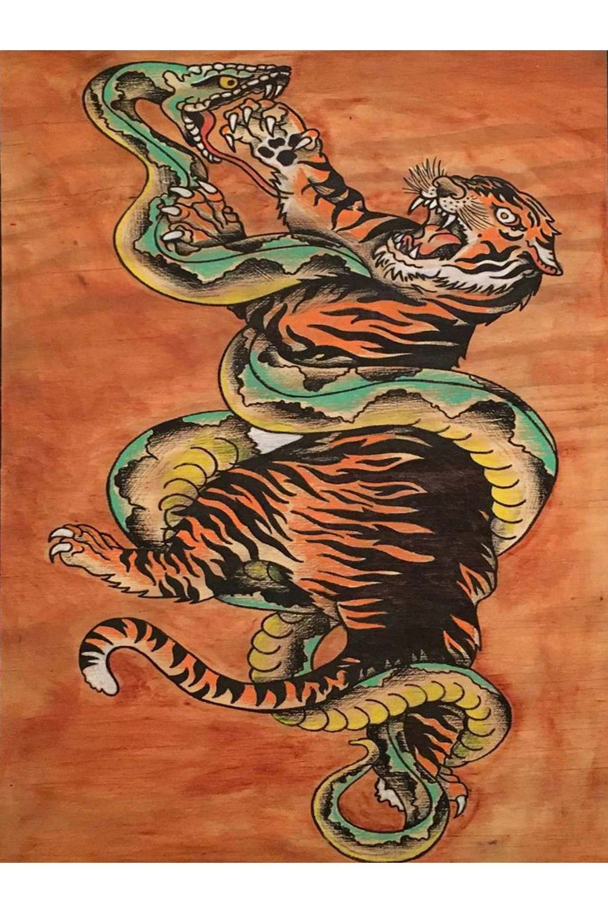 İnci Koleksiyonu Turuncu Tema Kaplan ve Yılan Desenli Dokuma Taban Modern Dekoratif Halı inci22