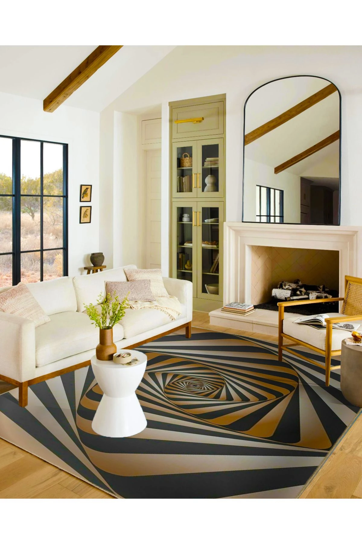 Kahverengi Siyah Sonsuz Geometrik Temalı Dekoratif Halı ve Yıkanabilir Halı miravip9726