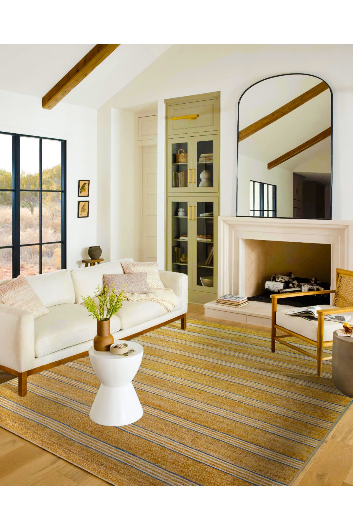 Kahverengi Düz Kalın Çizgili Motifli Dekoratif Halı ve Yıkanabilir Halı miravip9640