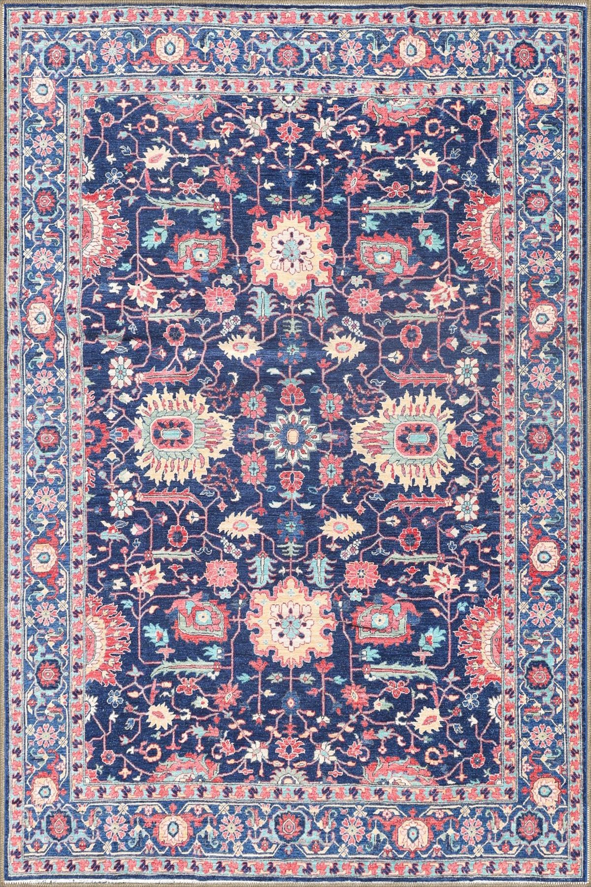 Mor Bordürlü Botanik Temalı Desenli Dokuma Taban Halı ve Yıkanabilir Halı aloha2