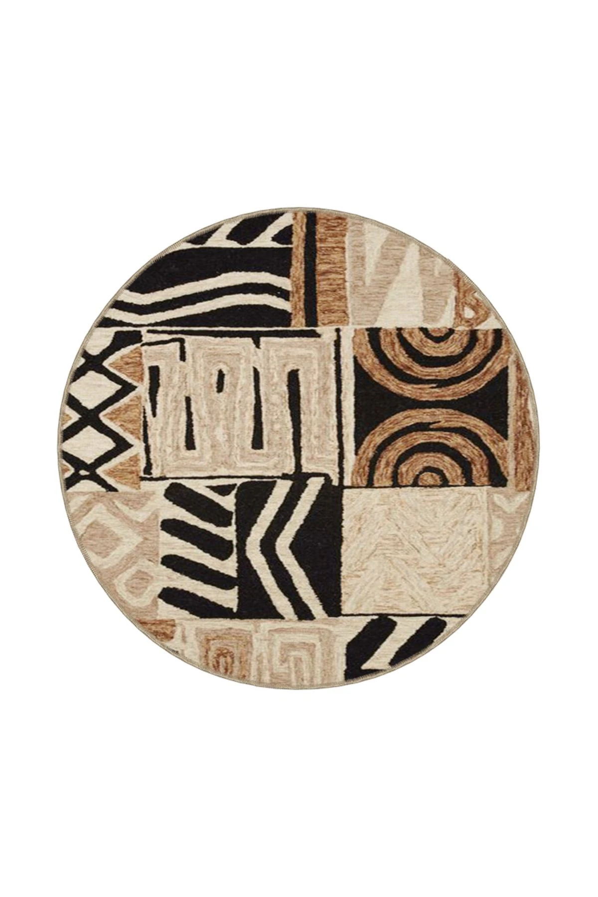 Krem ve Lacivert Renkli Geleneksel Desenli Dokuma Taban Halı miravip385