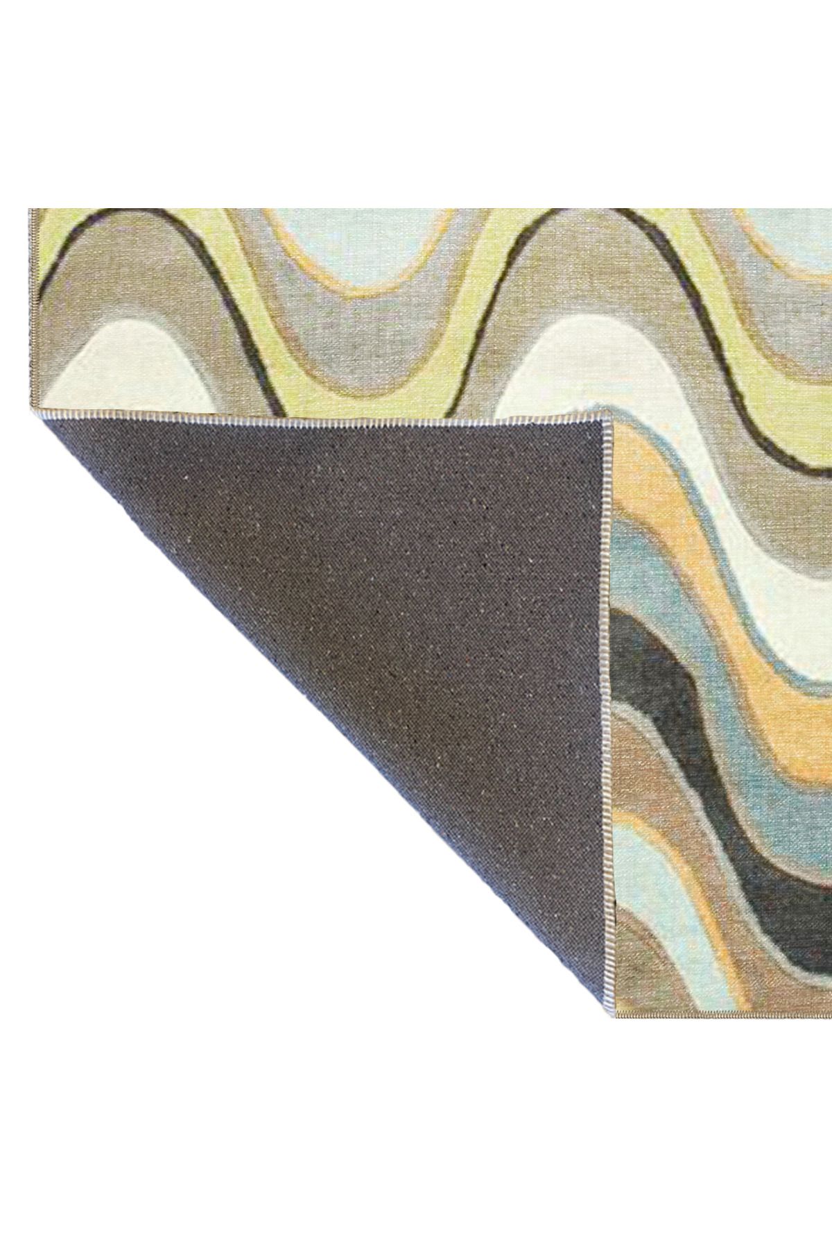 Gri ve Karışık Renk Tonlarında Dalgalı Desenli Dekoratif Halı 4078