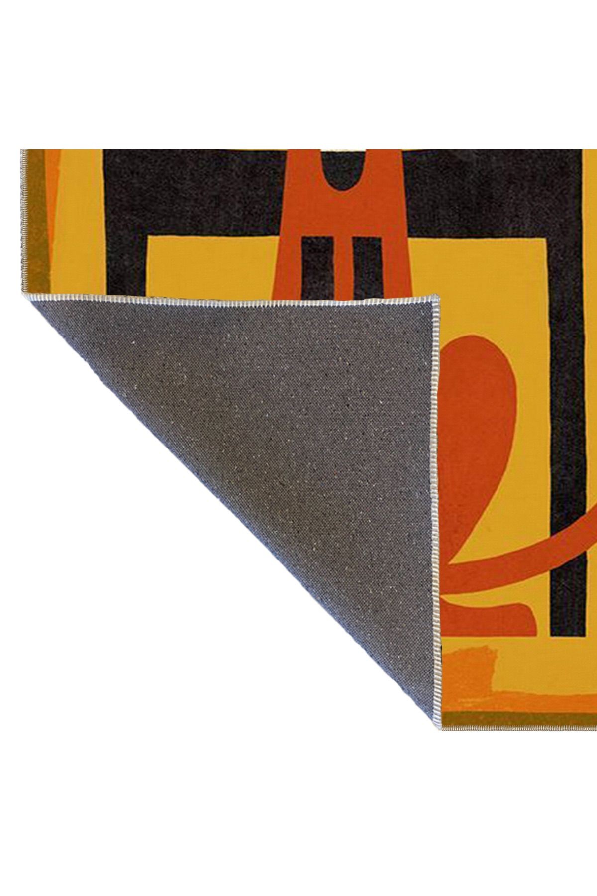 Sarı Temalı Soyut Kedi Desenli Kreatif Modern Dekoratif Halı 3610