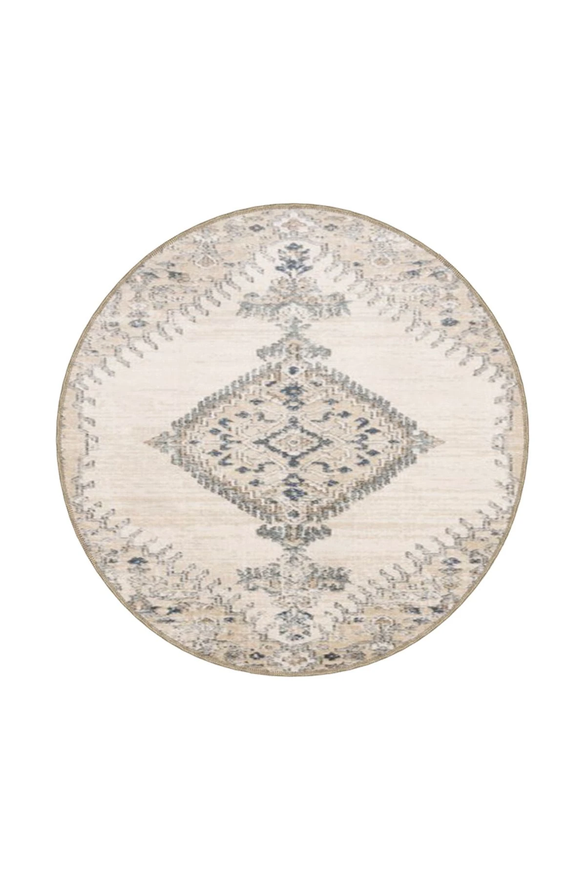 Geleneksel Krem Tonlarda Düğüm Desenli Dokuma Taban Halı miravip319