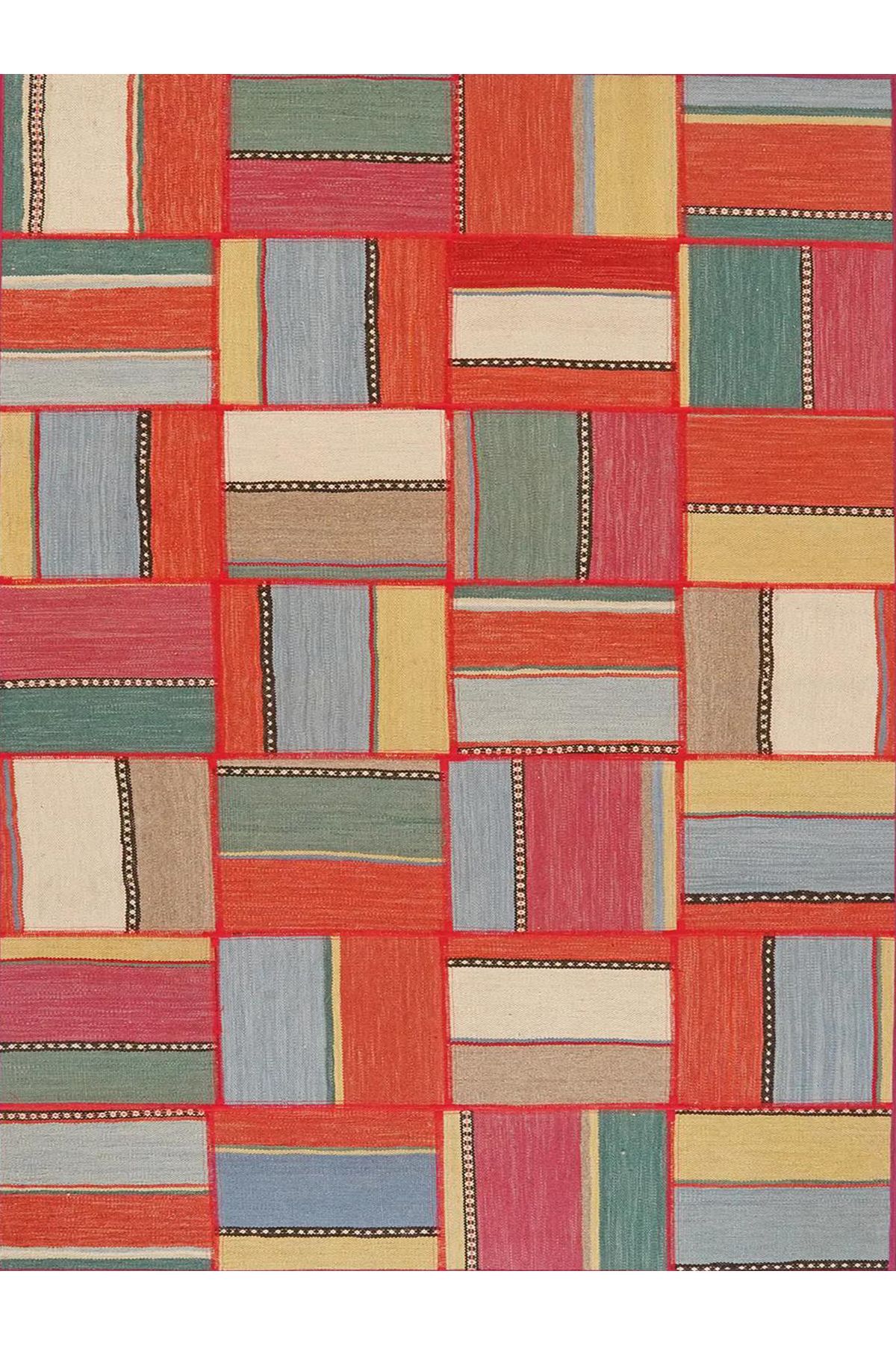 Kuzey Koleksiyonu Çok Renkli Desenli Dokuma Taban Dekoratif Halı kuzey46