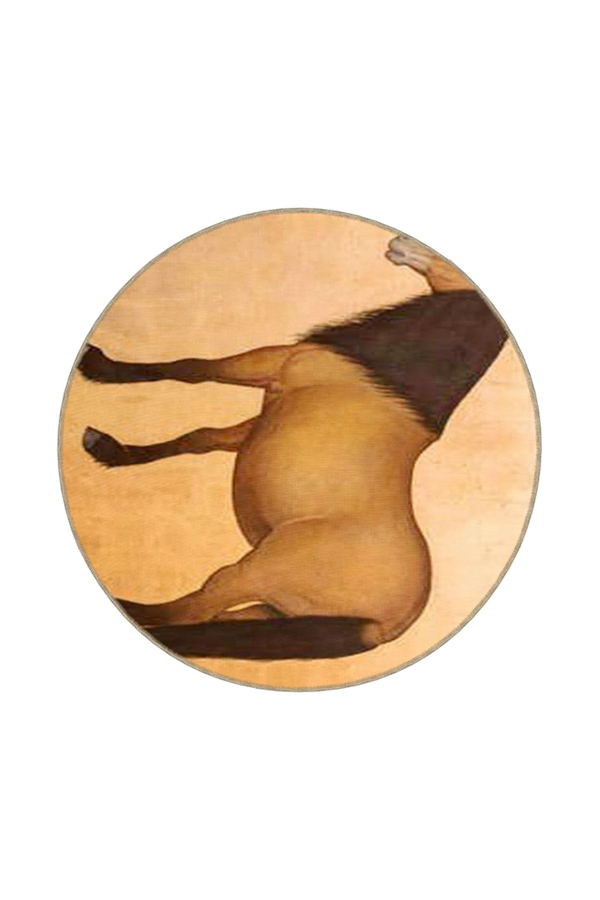 Animal Kahverengi Tonlarda Horse Desenli Dekoratif Halı miravip732