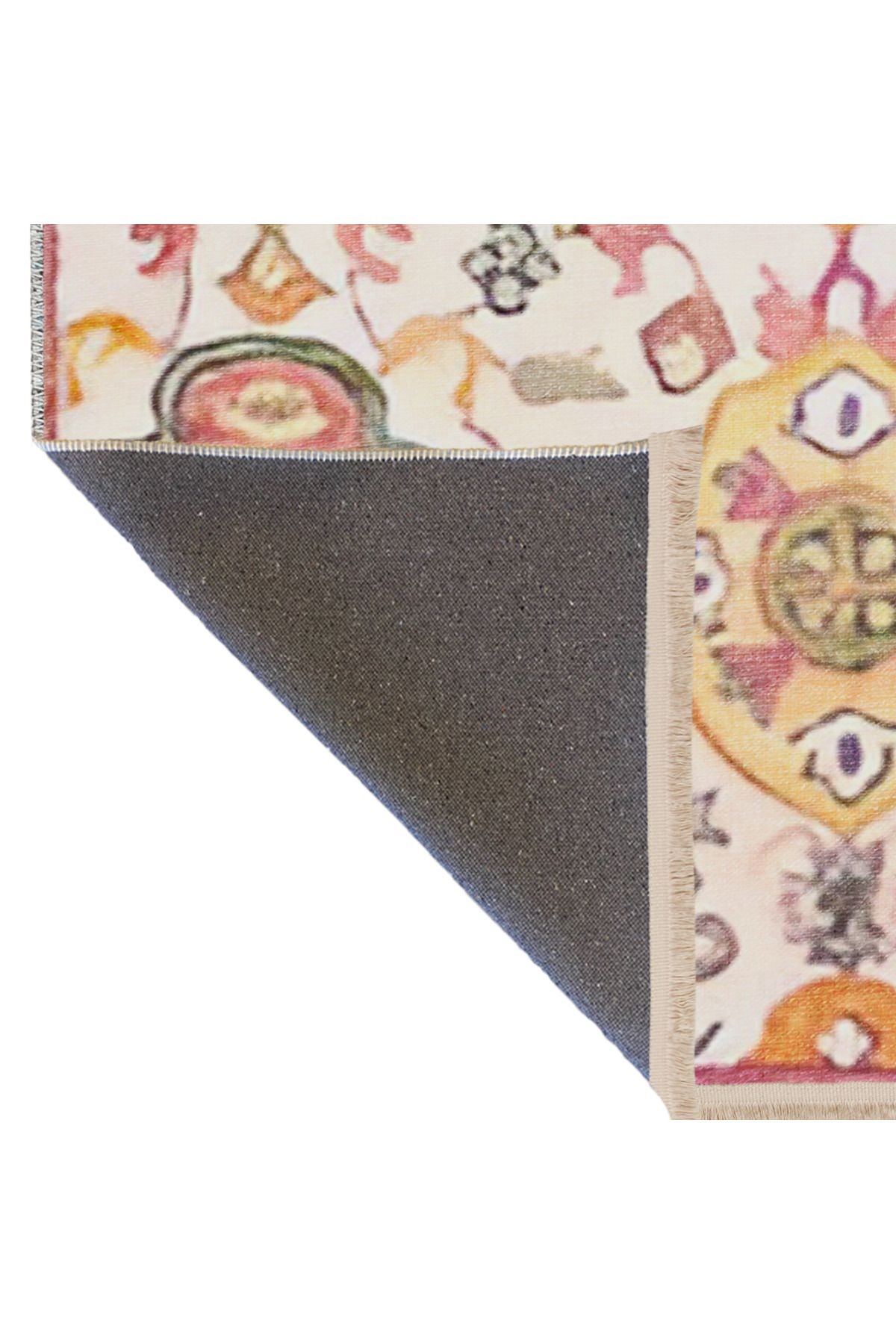 Pembe Bej Temalı Geleneksel Motif Desenli Vintage Dekoratif Halı 1937
