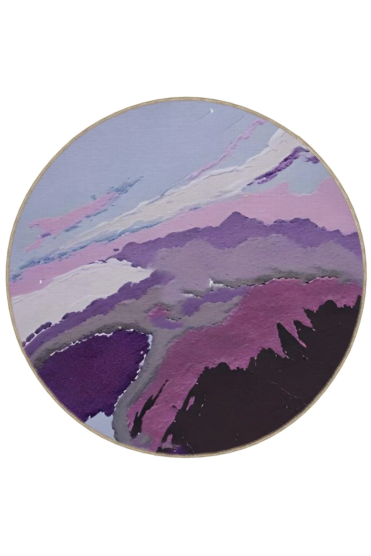 Mor Temalı Soyut Abstract Desenli Modern Dekoratif Halı 5108