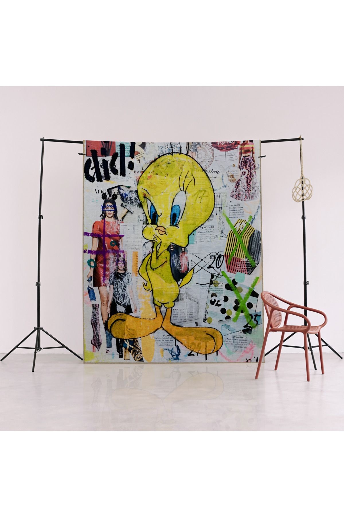 Çok Renkli Çizgi Film Tweety Desenli Kreatif Modern Dekoratif Halı 2170