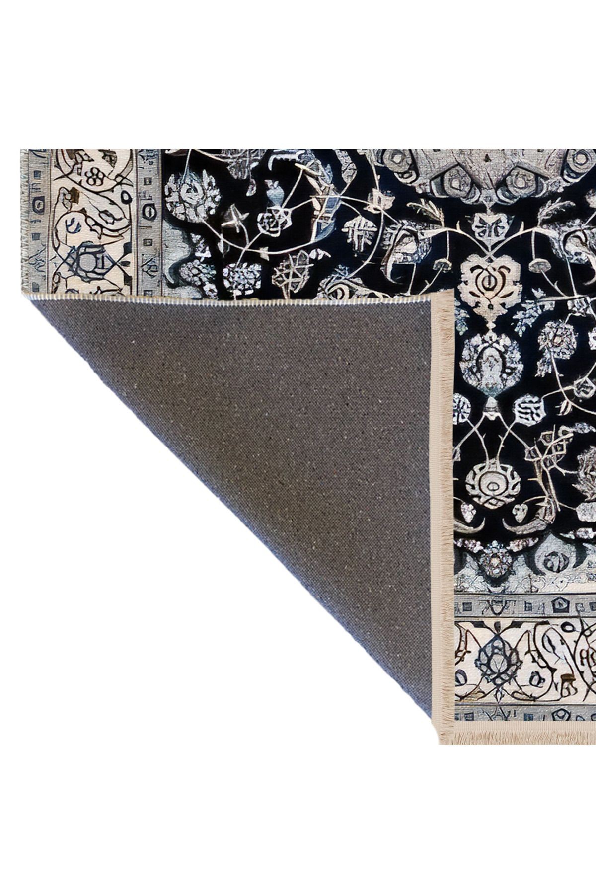 Açık Ton Bej Mavi Temalı Geleneksel Motif Etnik Desenli Kreatif Vintage Dekoratif Halı 2395