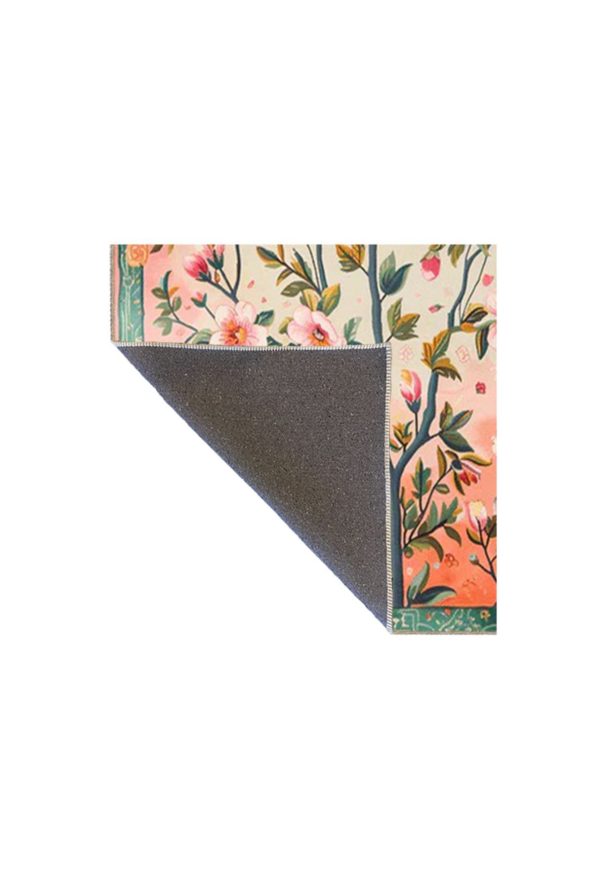 Paris Koleksiyonu Pembe Tonlar Floral Çiçek Ağacı Desenli Kreatif Modern Dekoratif Halı 147