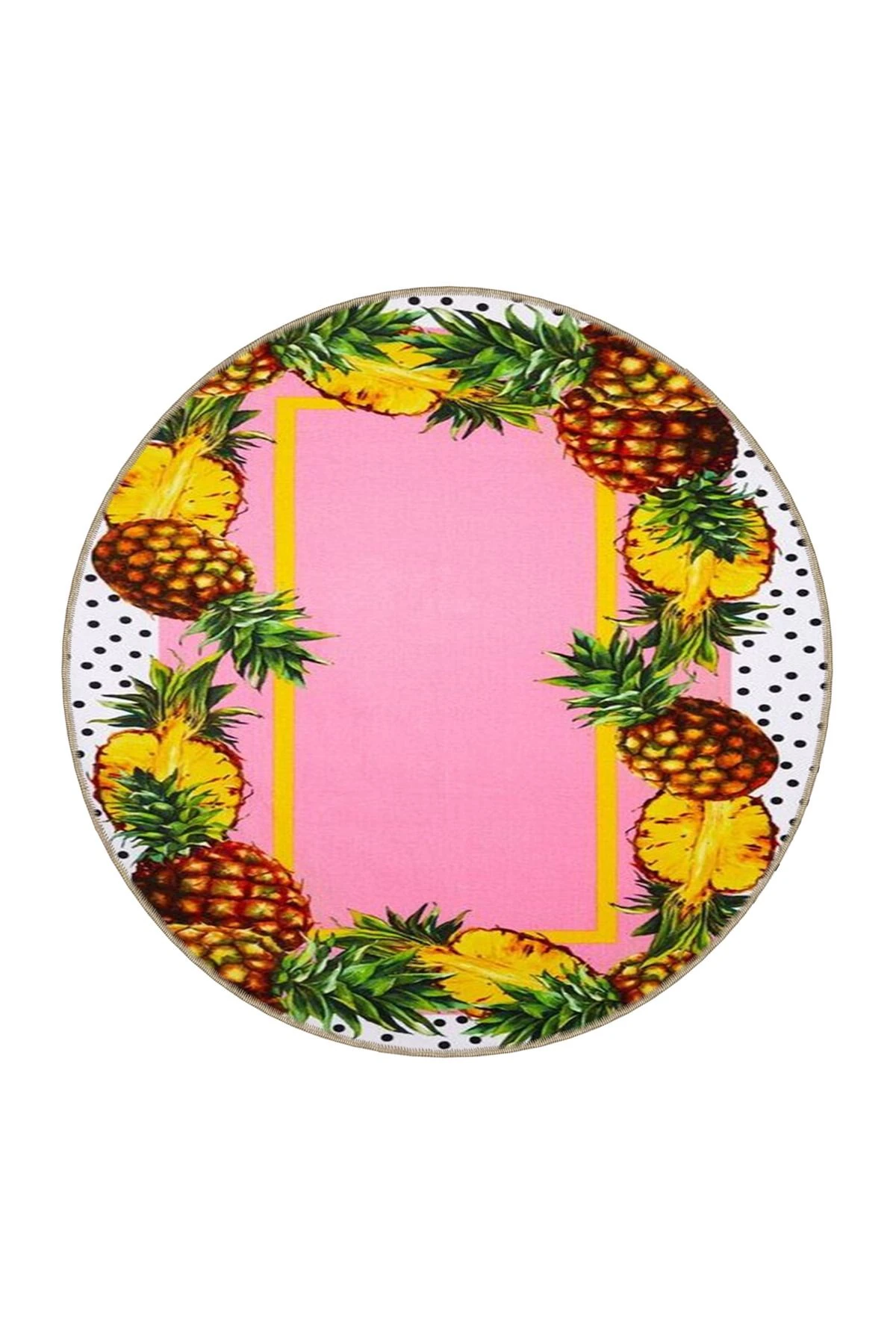 Pembe Renk Temalı Ananas Meyve Desenli Kreatif Halı 3753