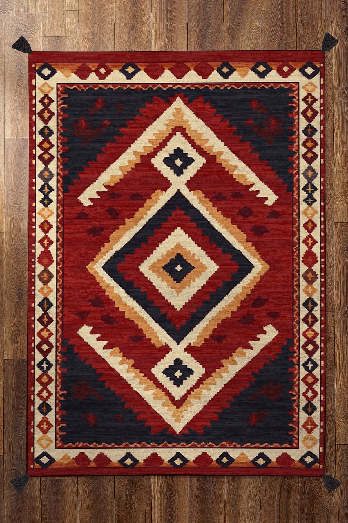 Herat Vintage Afgan Desen Bordo Renkli Dokuma Taban Dekoratif Salon Halısı 302