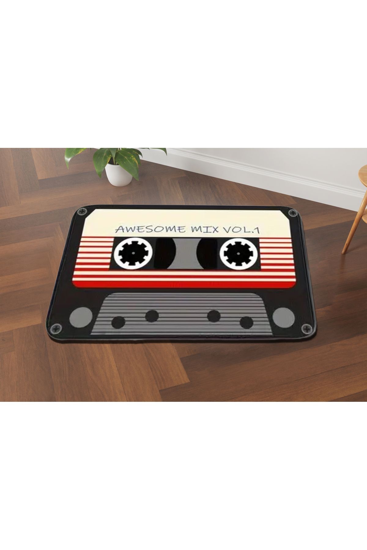 Alya Koleksiyonu Nostaljik Kaset Desenli Dokuma Taban Dekoratif Halı alya59
