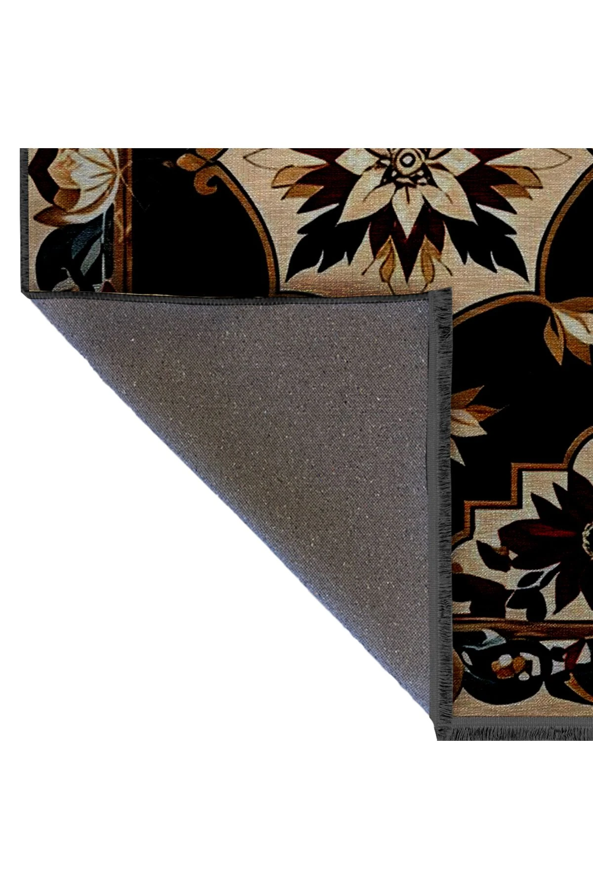 Koyu Tonlarda Antik Tasarım Serisi Bordo ve Bej Detaylı Desenli Vintage Dekoratif Halı antik40