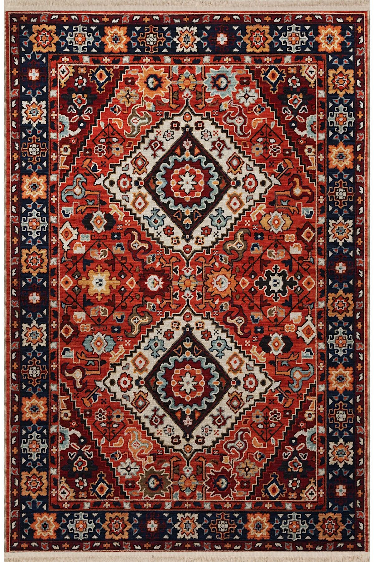 Çok Renkli Etnik Geleneksel Motif Desenli Kreatif Vintage Dekoratif Halı 2665