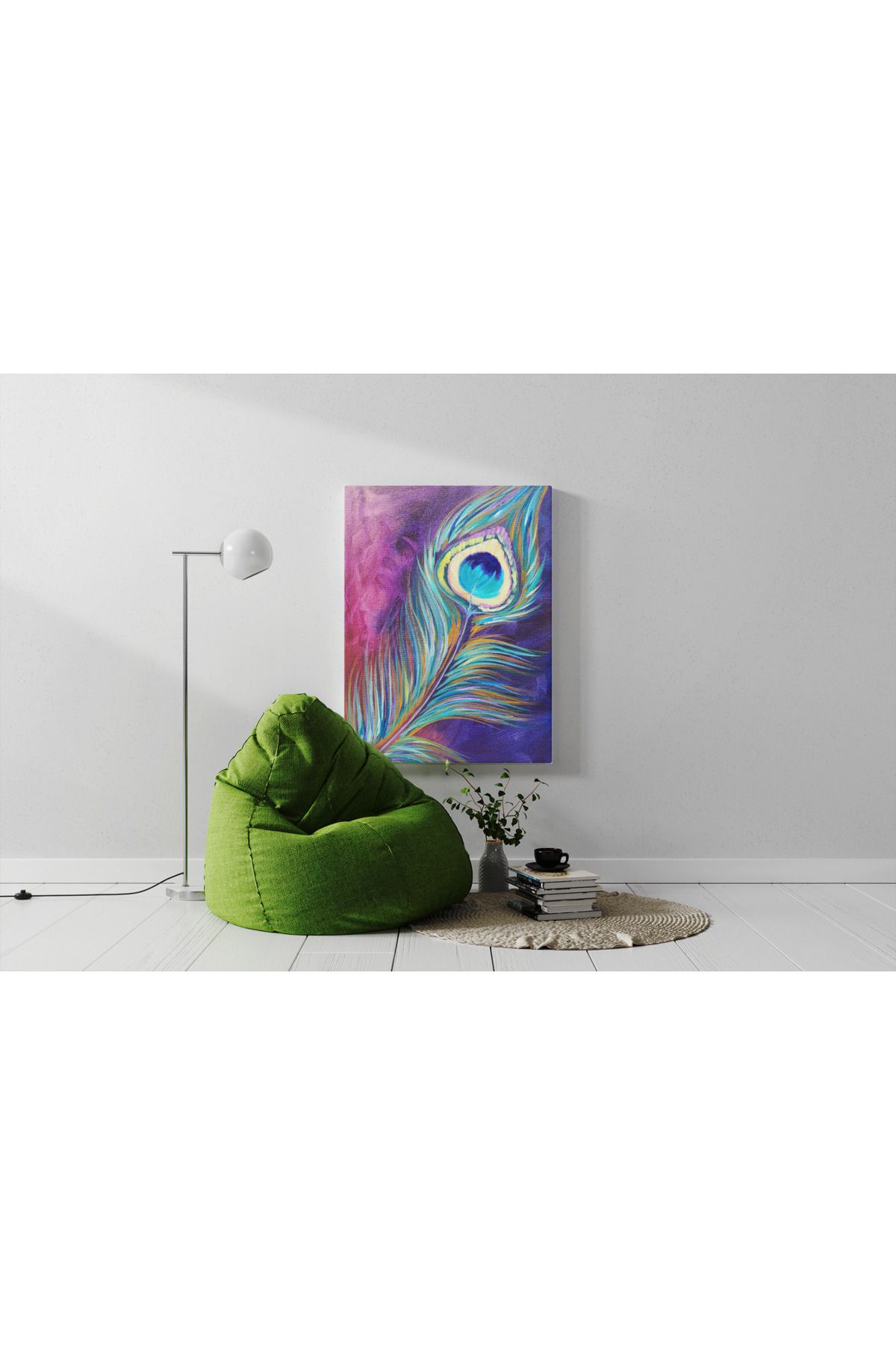 Kanvas Tablo Tavus Tüyü Desenli Temalı Tablo