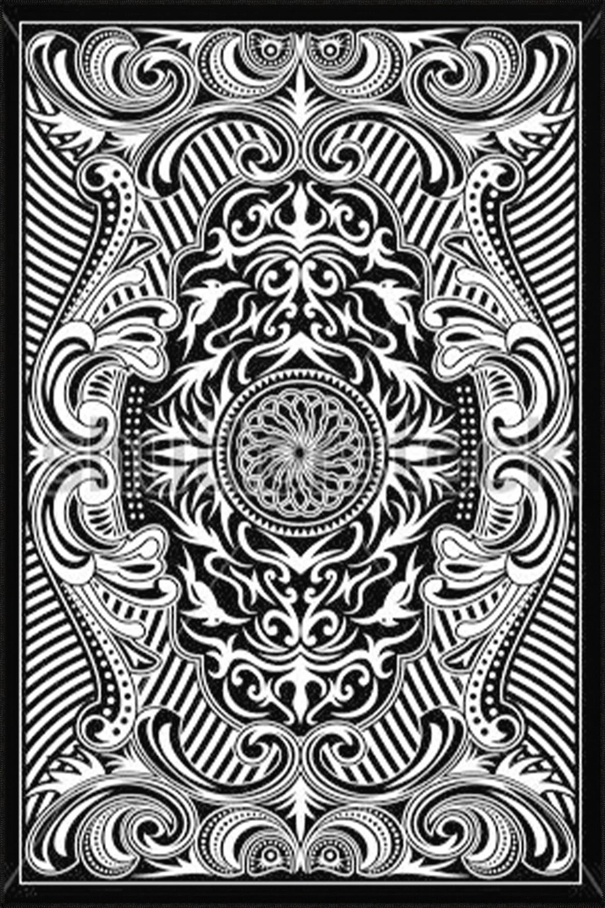 Siyah Beyaz Temalı Geometrik Desenli Dokuma Taban Halı ve Yıkanabilir Halı aloha122