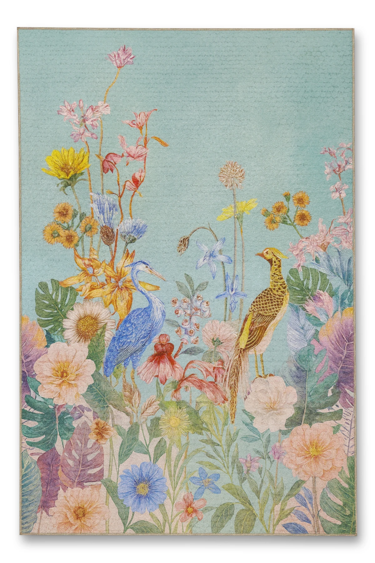 MOSSO Çiçek Motifli Desen Dokuma Taban Vintage Dekoratif Halımosso921