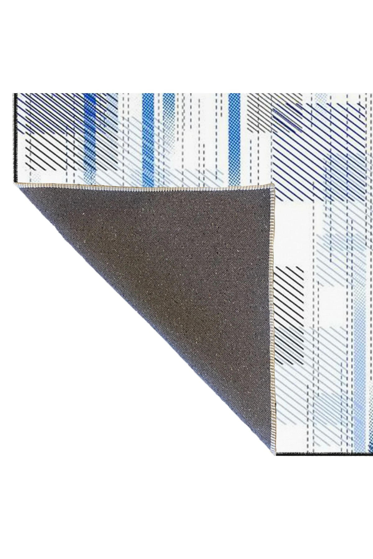 Mavi Beyaz Kareli Geometrik Temalı Dokuma Taban Halı ve Yıkanabilir Halı miravip9825