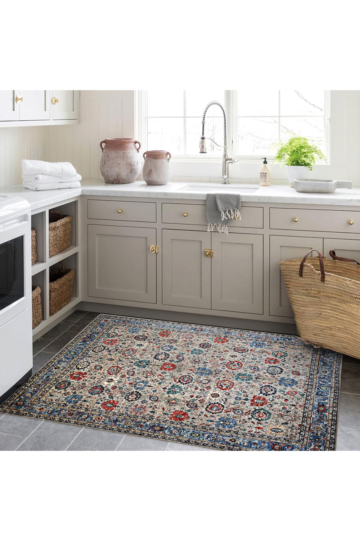 Mete Koleksiyonu Çok Renkli Etnik Motifler Desenli Vintage Dekoratif Halı 05