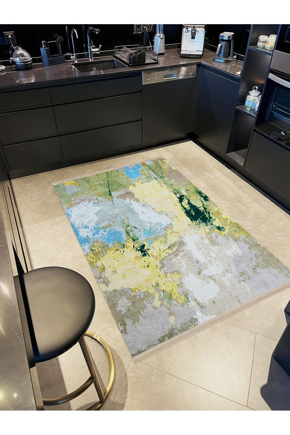 Barcelona Koleksiyonu Çok Renkli Soyut Desenli Kreatif Modern Dekoratif Halı 52