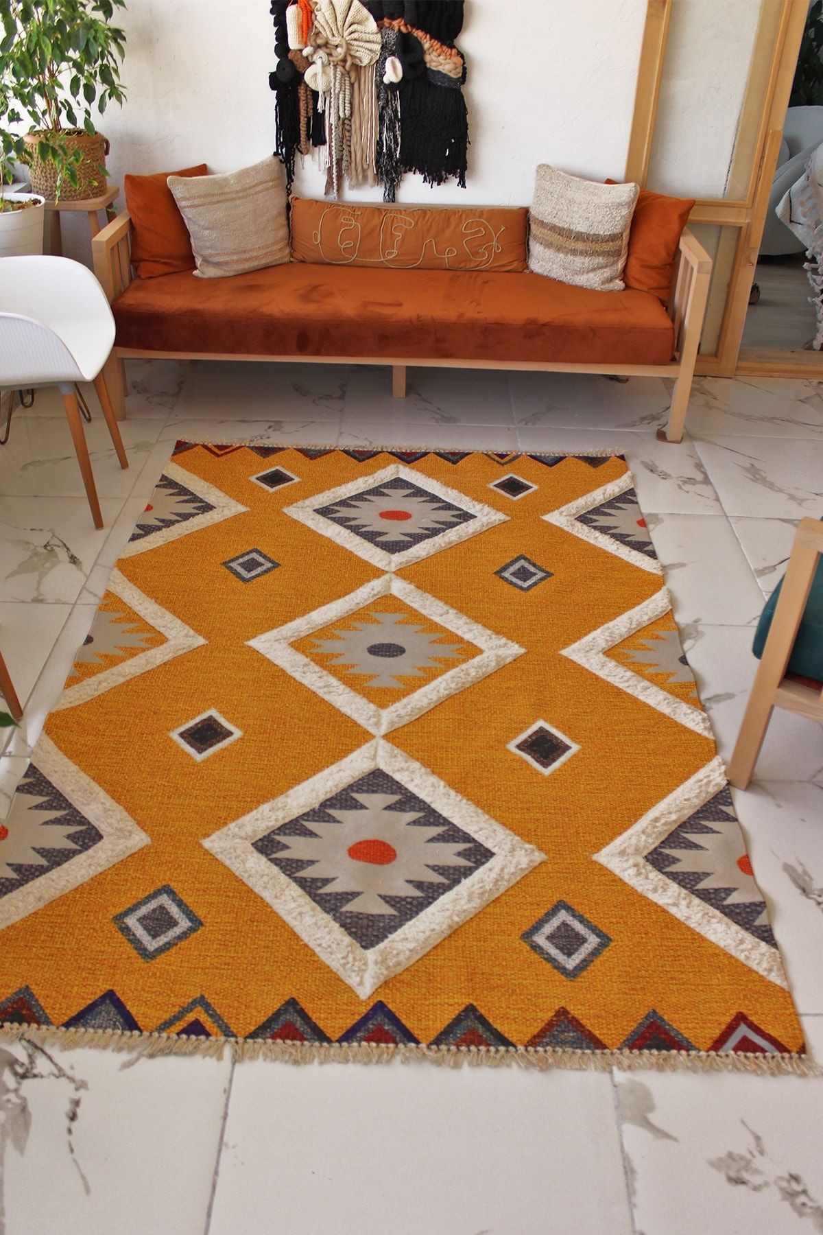 Rustik 4023 Yellow Iskandinav Ve Modern Kilim