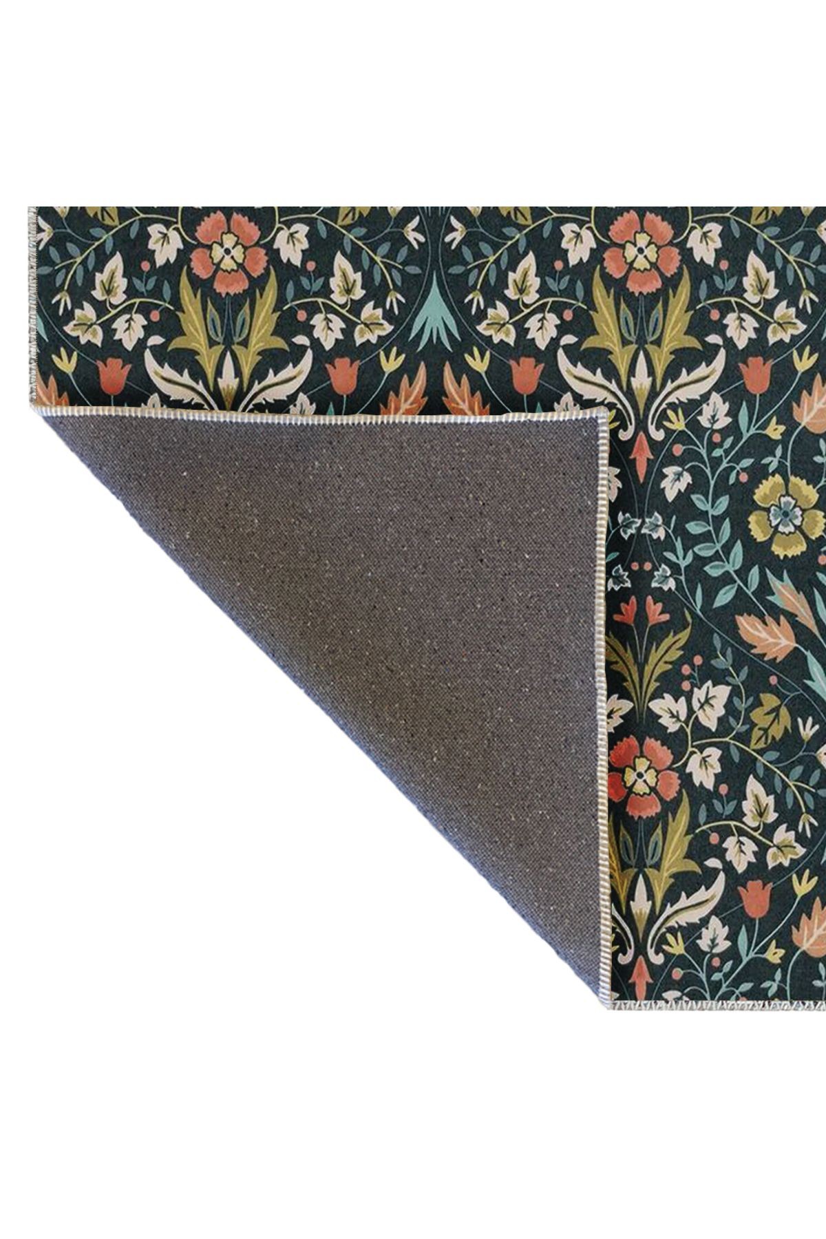 Tuğrul Koleksiyonu Çok Renkli Floral Karma Çiçekler Desenli Dokuma Taban Modern Dekoratif Halı 17