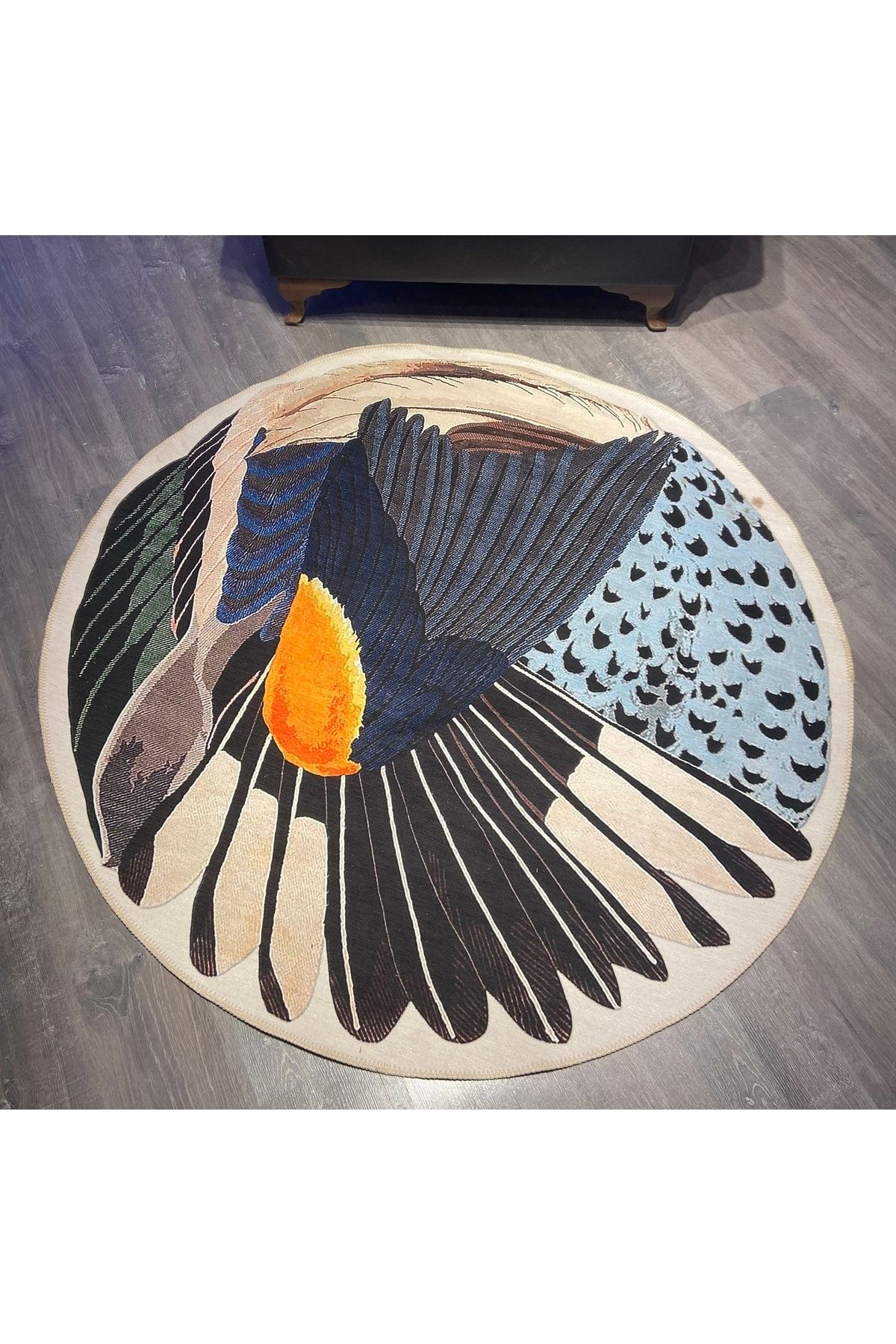 Mira 814 Soyut Desen Çok Renkli Dekoratif Kaymaz Taban Çap Yıkanabilir Halı