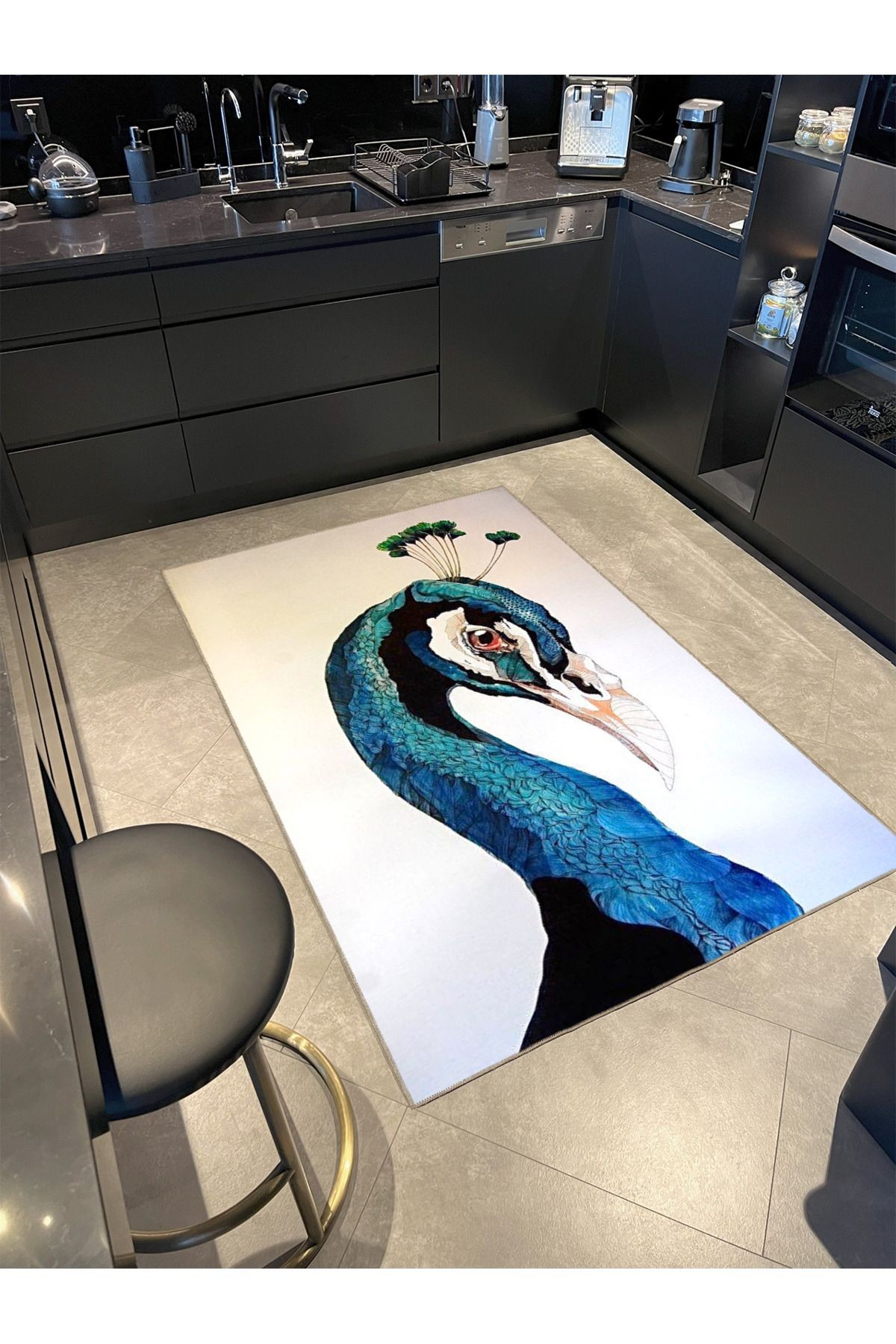 Kuş Desenli Renkli Dekoratif Halı miravip737