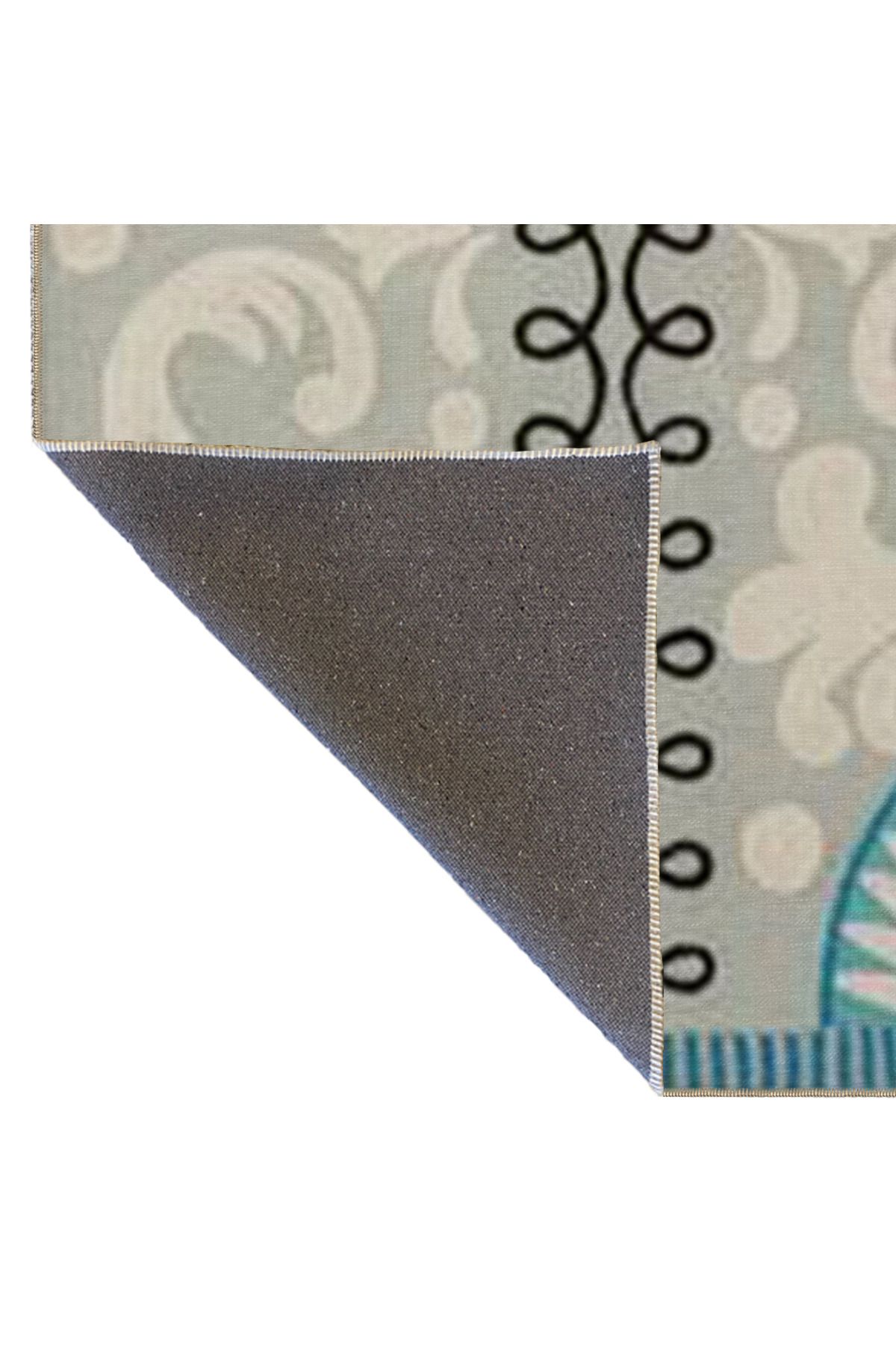 Gri Renkli Açık Tonlarda Fermuar Desenli Modern Dekoratif Halı 4460