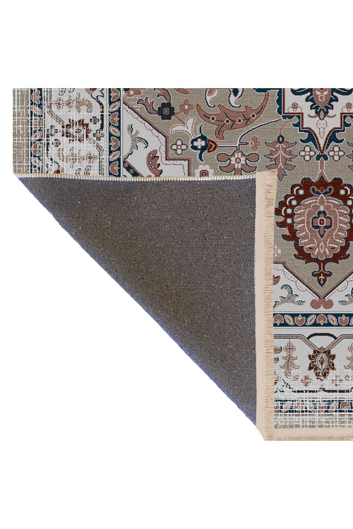 Mira Gri Bej Temalı Geleneksel Motifli Vintage Dekoratif Halı Mira 1581