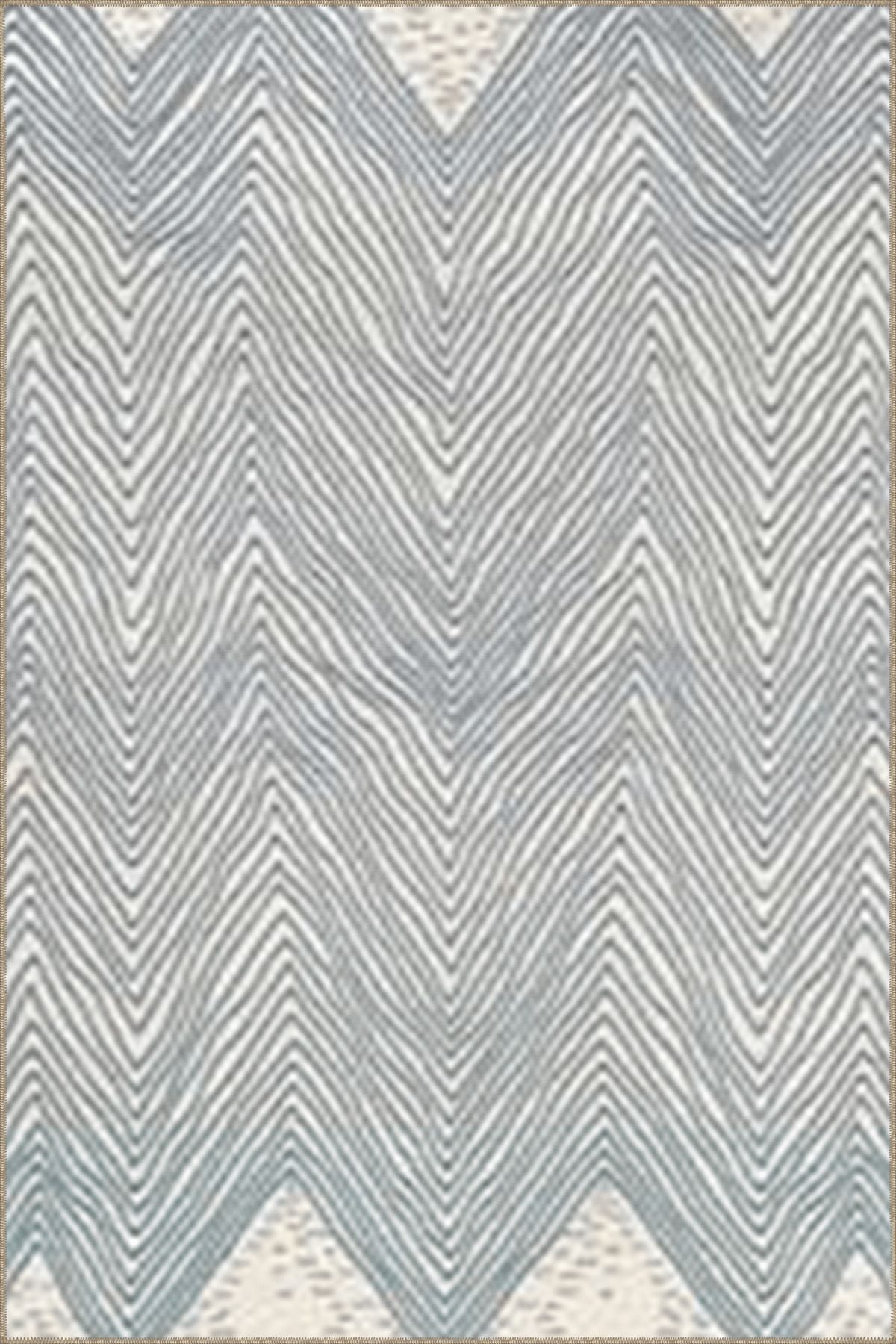 Gri Temalı Zik Zak Geometrik Desenli Kreatif Modern Dekoratif Halı 5049