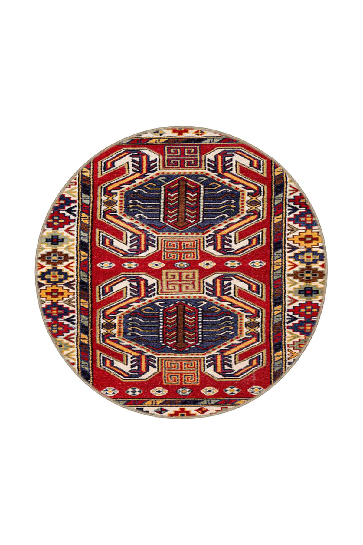 Kırmızı Tonlarda Karışık Renkli Çiçekli Modern Geleneksel Dokuma Taban Halı miravip529