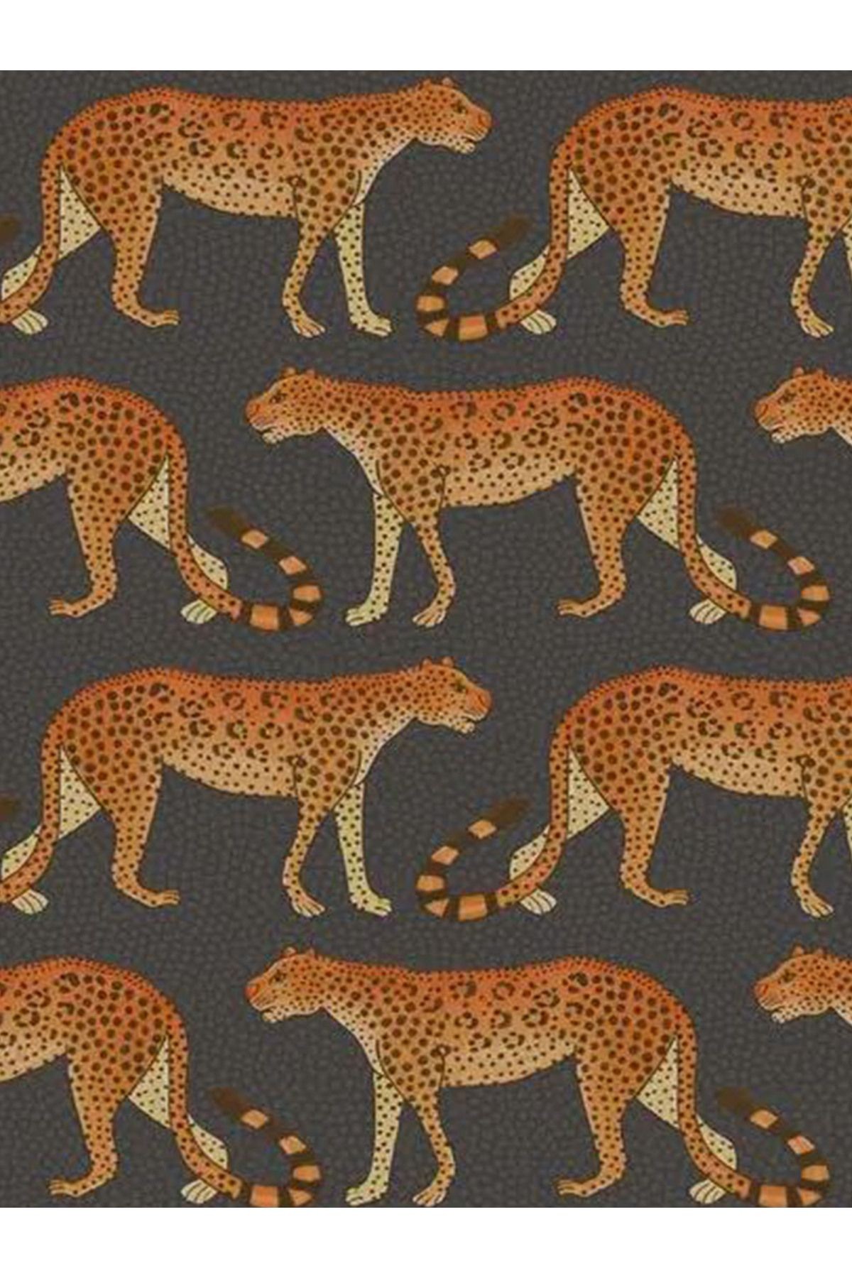 Güney Koleksiyonu Gri Temalı Leopar Figürleri Desenli Modern Dekoratif Halı 02