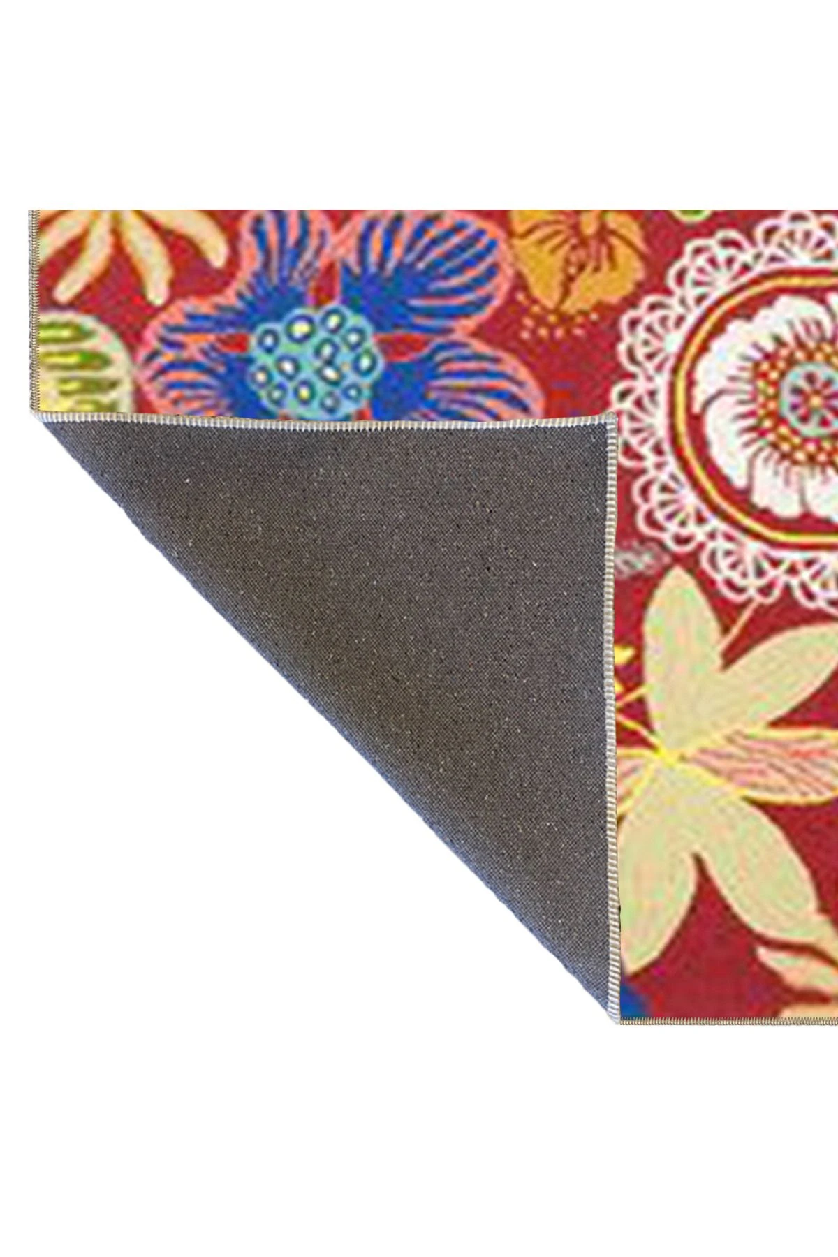 Kırmızı Temalı Karma Floral Çiçek Desenli Kreatif Modern Dekoratif Halı 3618